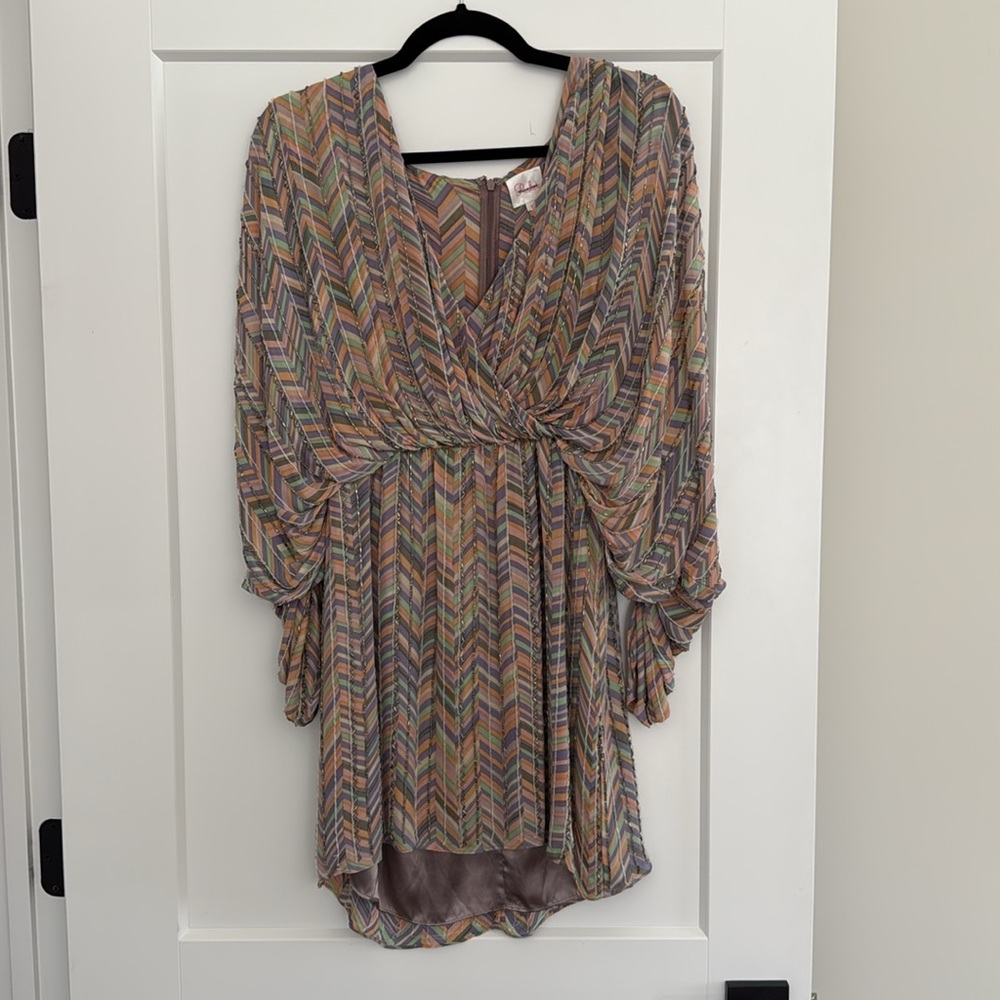 Parker Batwing zigzag Beaded Dress size M - Picture 5 of 6